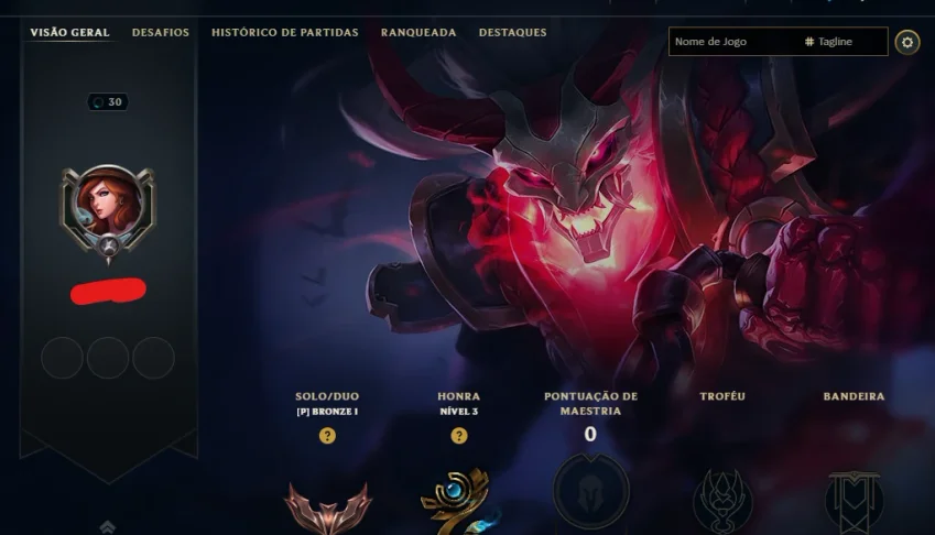 Conta Lol Bronze, 43K Ea, 37 Skins, Upada na Mão, Lvl 30