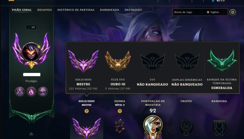 Mestre com 75 Champs e 9 Skins ( 59 PDL )