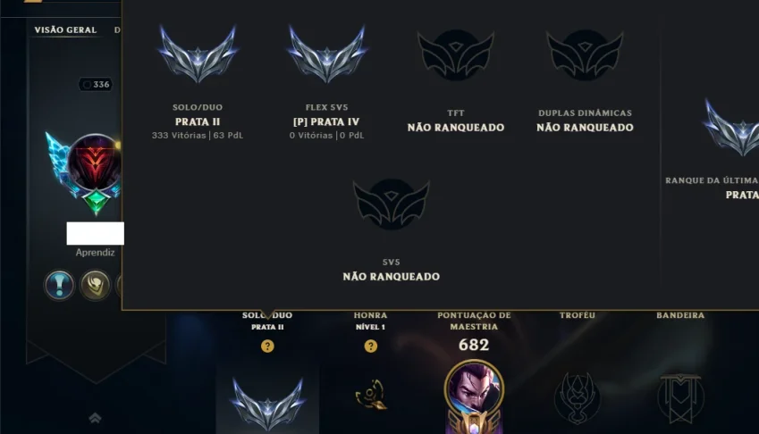 Prata 2 com TODOS os Champs e 132 Skins (Mais de 600 Jogos)