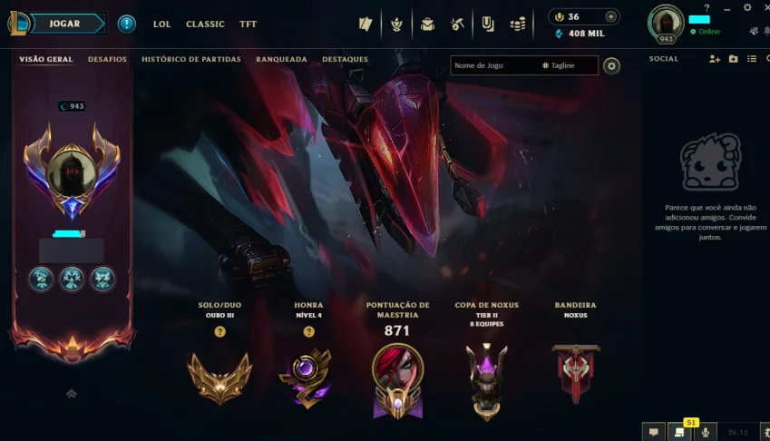 Conta Lol 296 Skins | Todos Campeões