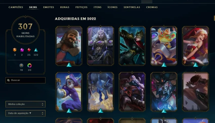 CONTA LV 386 - TODOS OS CHAMPIONS - S2 - 327 SKIN