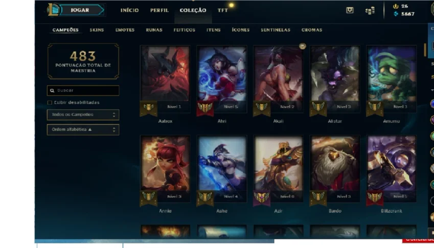 League of legends conta level 104