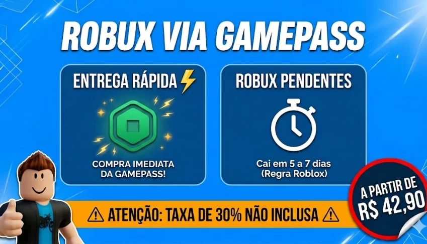 Robux Gamepass | Não Cubro Taxa | Pago Na Hora (5-7 Dias)