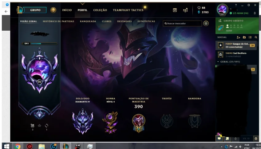 conta league of legends d4