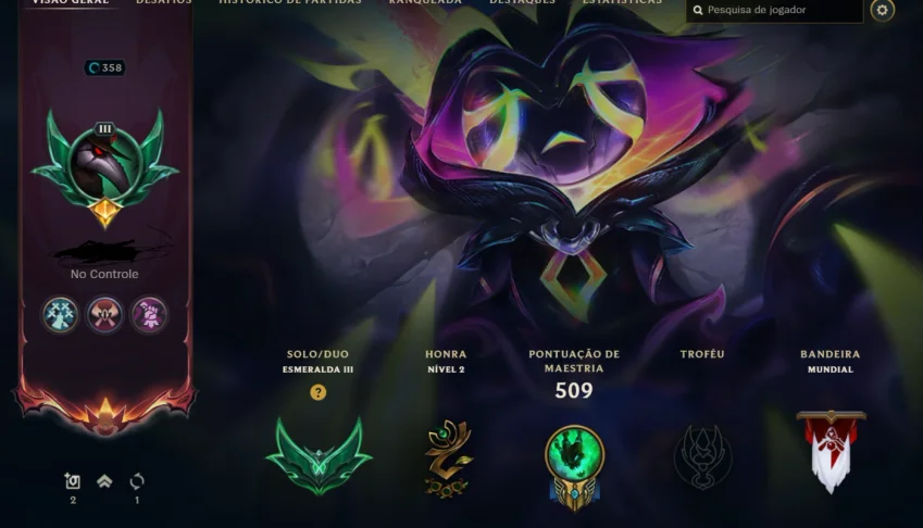 Conta League Of Legends Esmeralda 3, LVL 358 e 152 SKINS