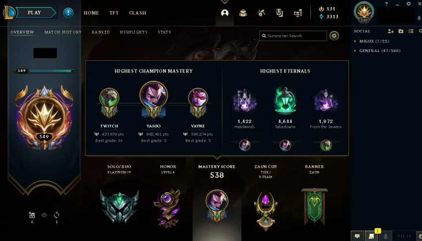 CONTA PLATINA 161 SKINS 285 ICONES NUNCA TOMOU BAN 2015