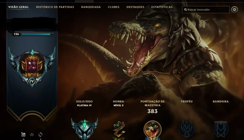 Conta LOL PLATINA