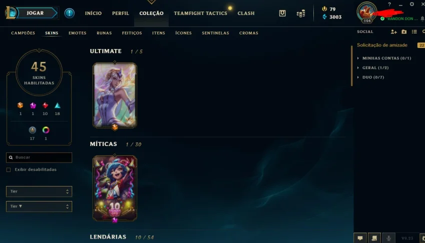Conta Diamante, Lvl 194, 45 Skins, 105 Champs, Mmr Bom...