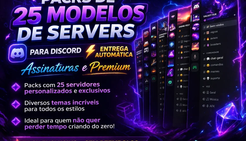 Packs de 25 modelo de servers no discord com entrega automát