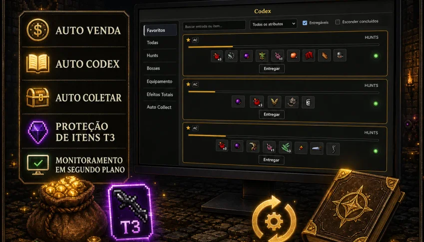 Baiak Idle Script Auto Venda,Codex Auto,Loot T3, MultiContas