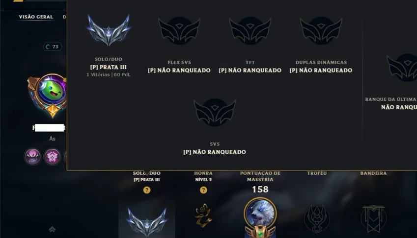 Prata 3 com 90 Champs e 103 Skins +1 Prestigio