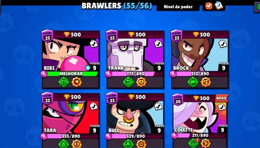 conta brawl stars 26k trofeus 55/56 brawlers