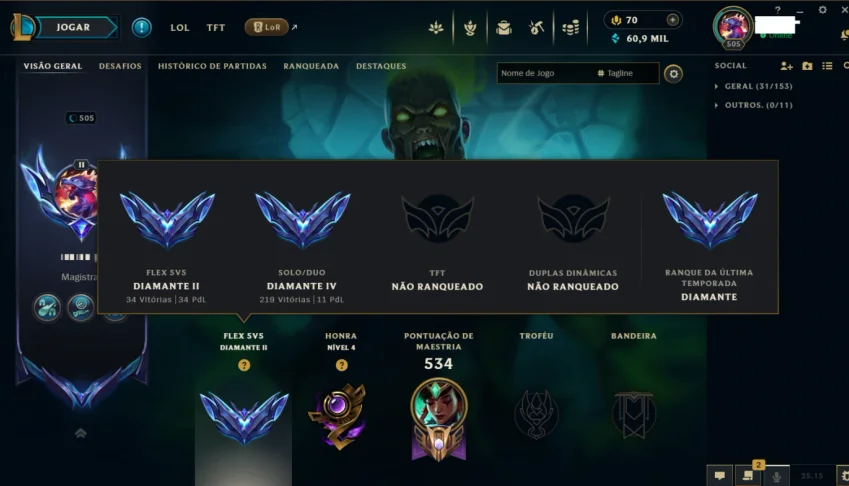 Diamante 4 ,200+ Skin 3 Ultimates,Brand Zumbi,240 Emotes Etc
