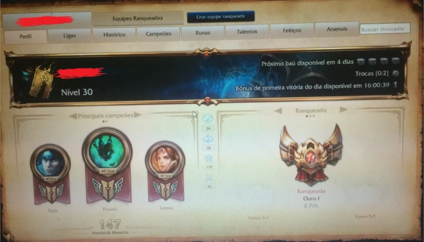 Conta league of legends - lol - Gold 1 - varias skins