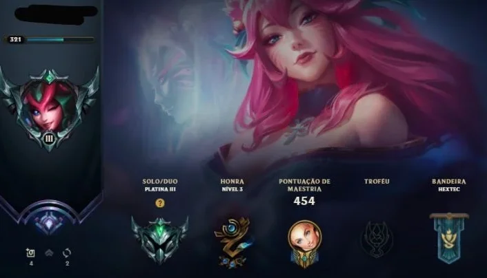 Conta LoL Plat III (Diamante em 2020) com 155 skins