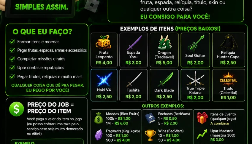 Faço job pra qualquer jogo barato