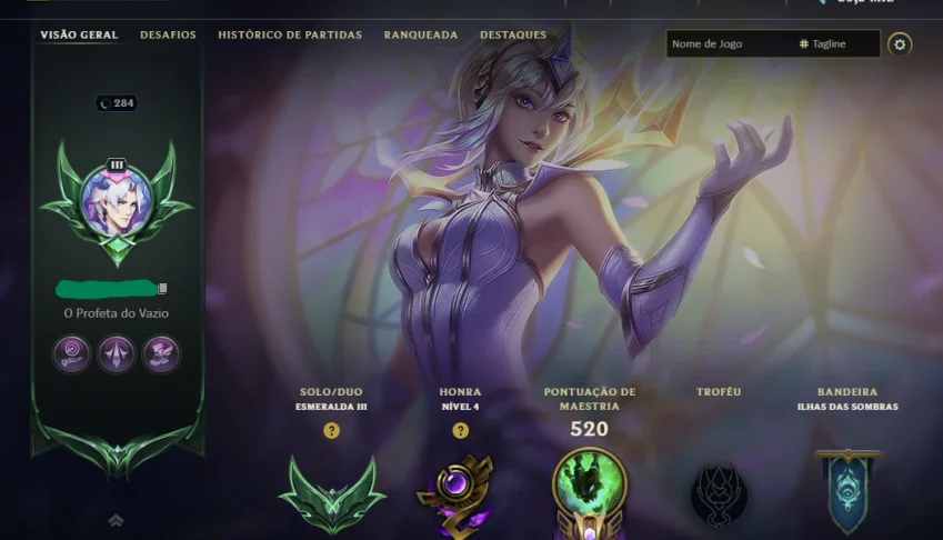 Conta Esmeralda 3 lvl 284 todos os champions 163 skins
