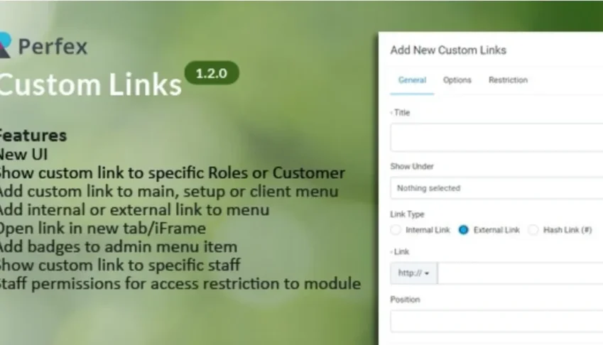 Links personalizados | Perfex CRM