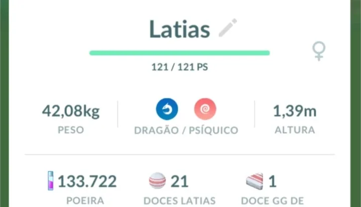 Latias Pokémon Go - (Leia a Descrição) Lendário PC 1800+