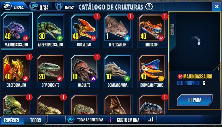 Conta Jurassic world nível 44