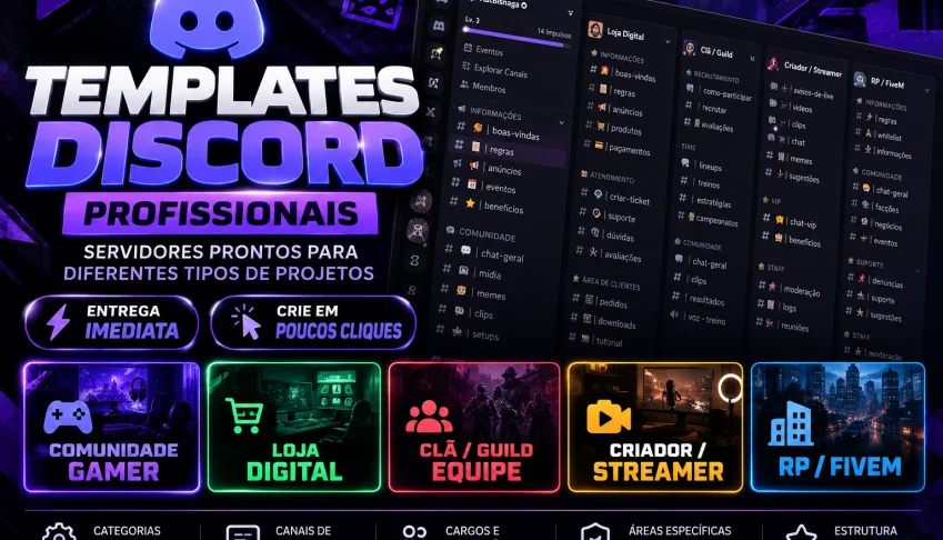 Templates Discord Profissionais | Servidores Prontos