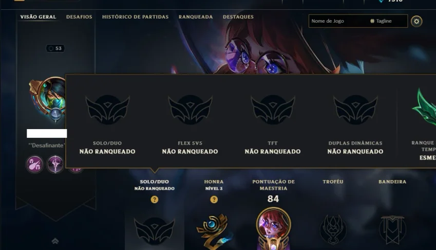 Unranked com 40 Champs e 7 Skins