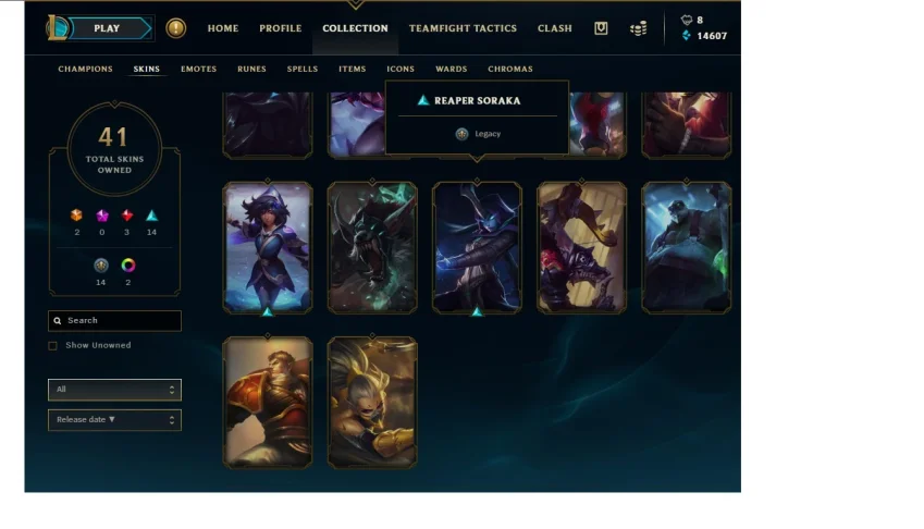 Conta League Of Legends Gold IV 41 Skins