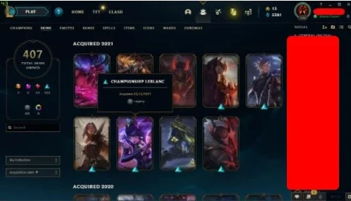 Conta League of Legends 407 skins