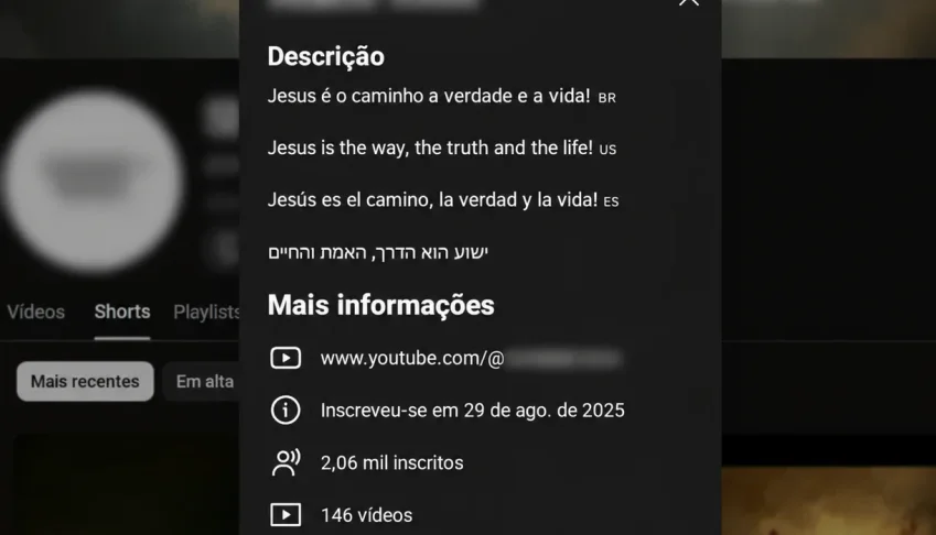 Canal YouTube Cristão com 2 Mil Inscritos e 141 Mil Views