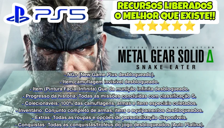 Metal Gear Solid Delta Snake Eater (PS5) - Skins, Itens, ETC