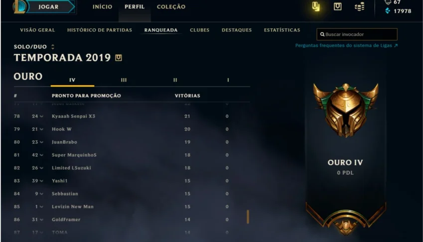 Conta Ouro IV, 97 champ e 41 skins