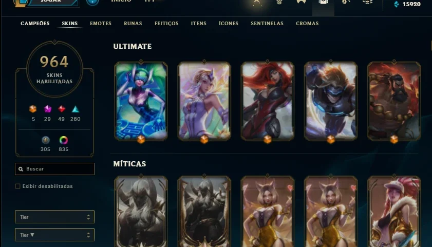 Vendo Conta League Of Legends Com 964 Skins