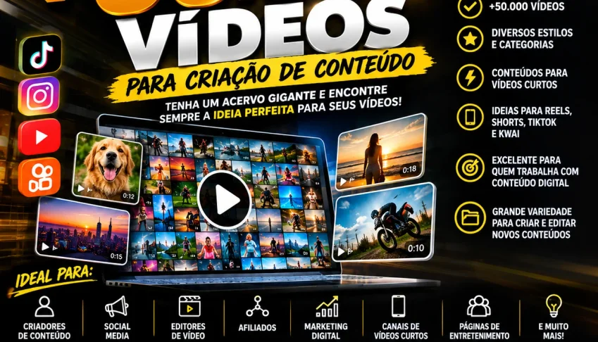 🚀 +50 Mil Vídeos Para Criação De Conteúdo