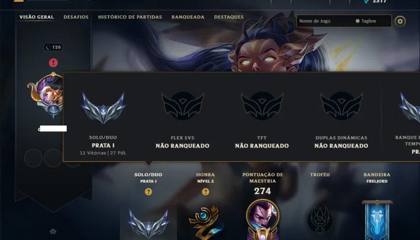 Prata 1 com 95 Champs e 40 Skins