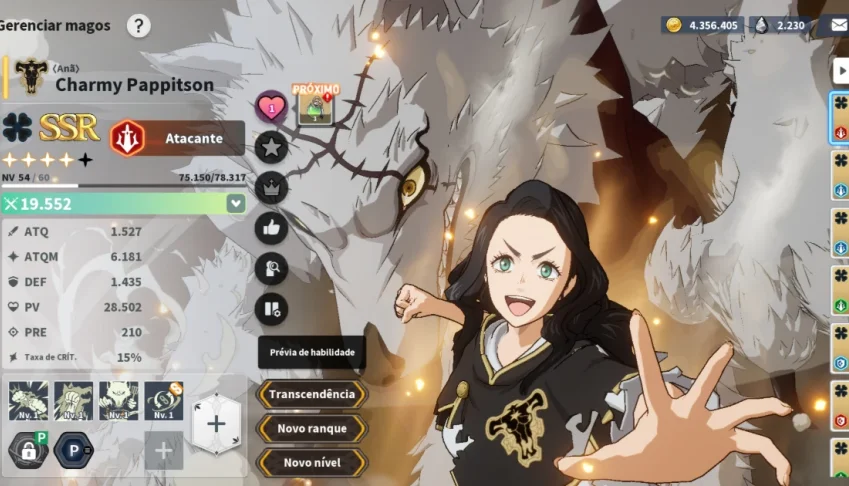 Conta Black Clover m iniciante 19 tiros + 2k de cristais