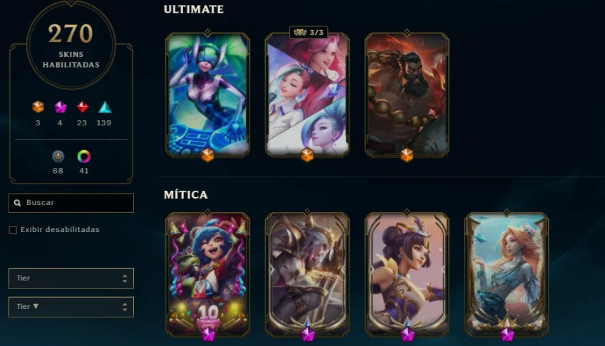 League of Legends conta nvl 700, 270skins, all champs
