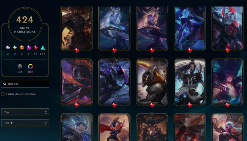 Conta LOL +10 anos 90k essência - 424 skins - 200 chromas