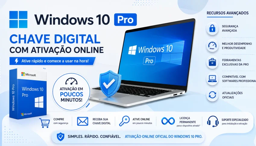 Windows 10 Pro – Chave Digital com Ativação Online