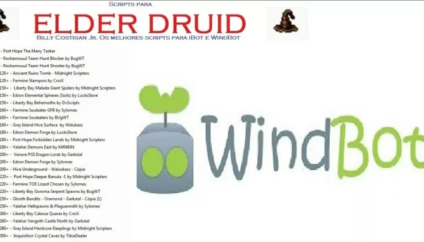 Scripts windbot Tibia Elder Druid Testados! Promoção!