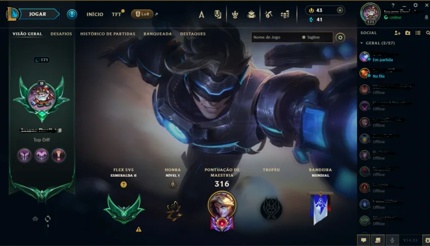 Conta de lol plat/esmeralda