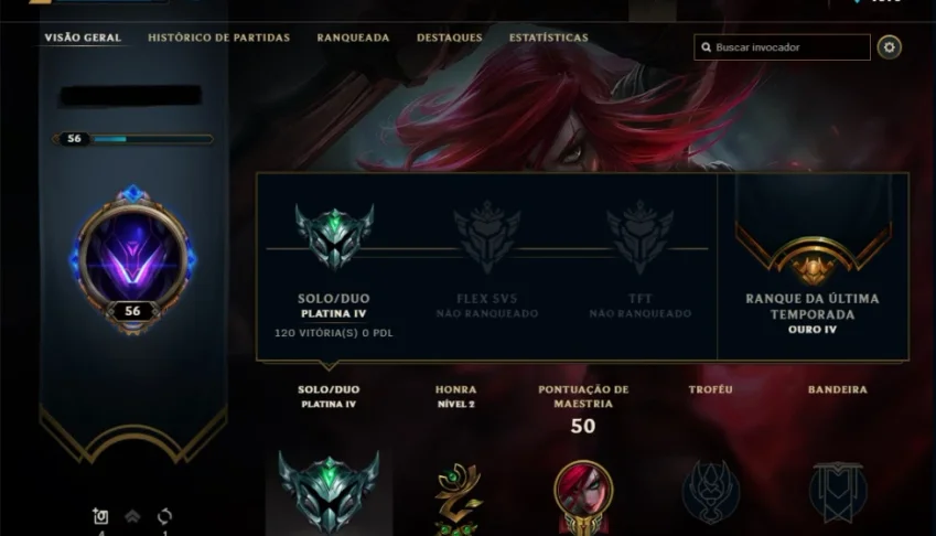 Conta League of Legends - Platina IV