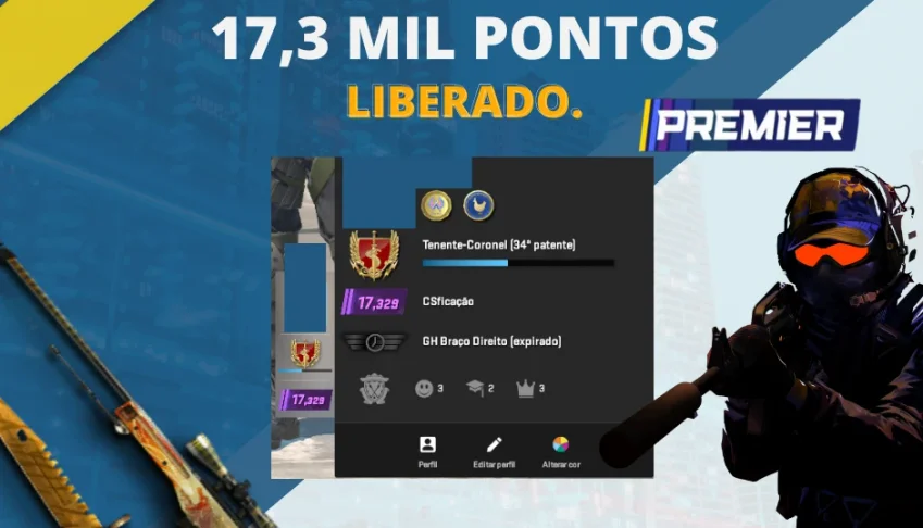 Conta Premier CS2 17,3K de pontos UPADA LEGIT