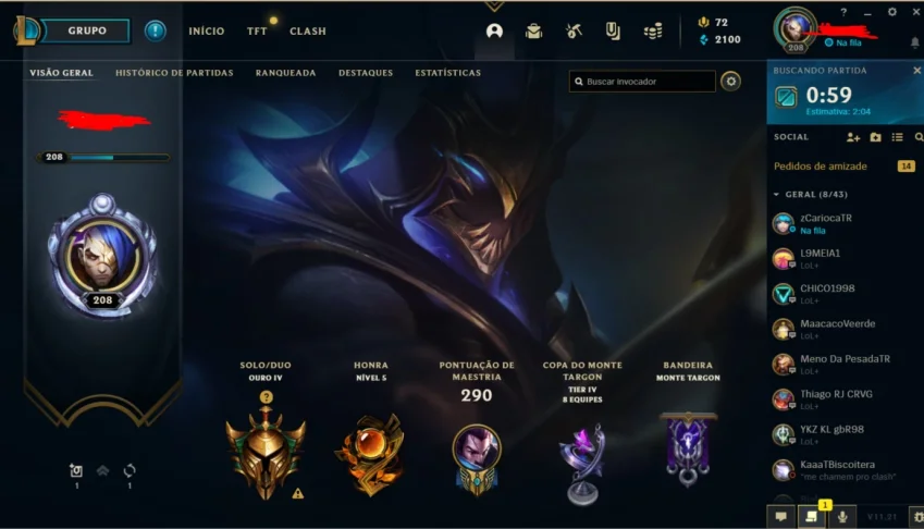 Conta de LOL 140+ SKINS