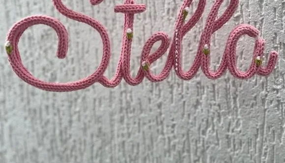 Porta Maternidade Nome com Bordado personalizado em tricotin