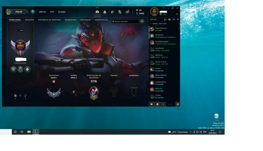 conta lol level 206 75 skins prata 1