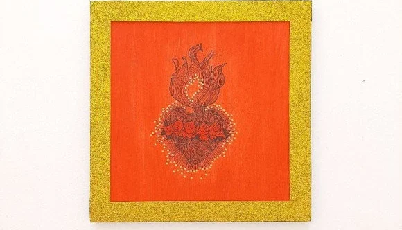 Quadro "Coração Flamejante"