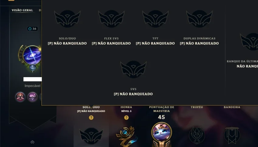 Unranked com 35 Champs e 42 Skins