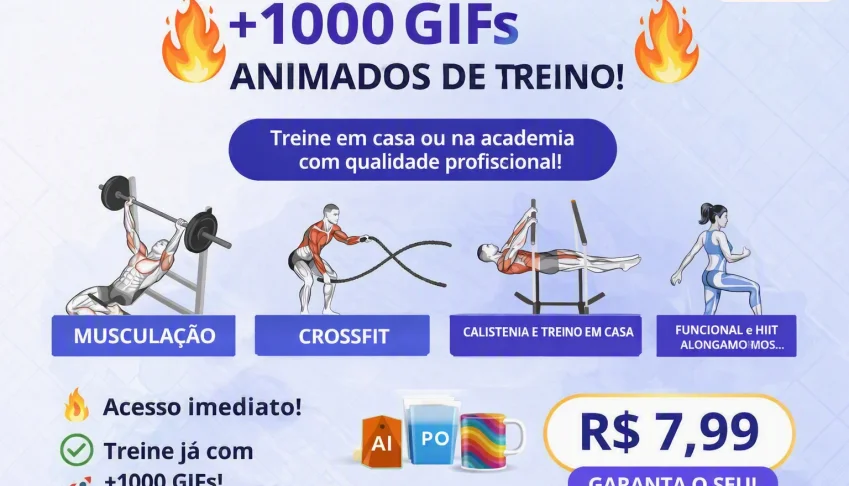 Fitness Pro +1000 GIFs Animados de Treino por R$ 7,99!