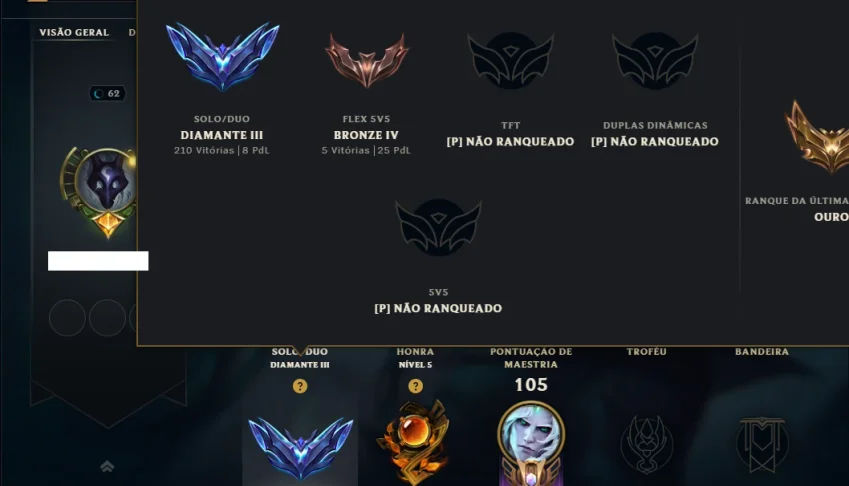 Diamante 3 com 50 Champs e 51 Skins