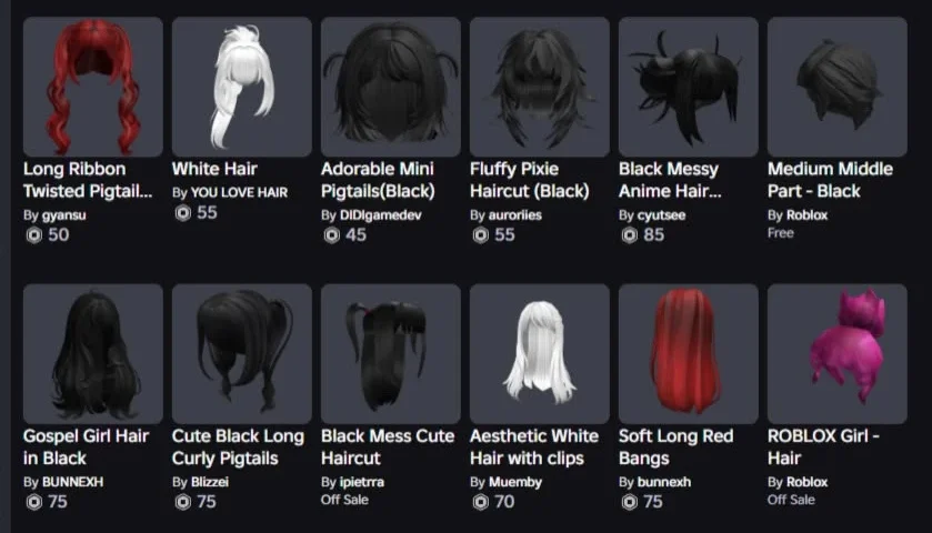 Conta roblox com muitos acessorios e skins